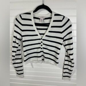 Sincerely Jules White and Black Striped Crop Top Small Women’s